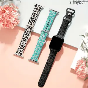 3-Pack Stylish Leopard Print Silicone Apple Watch Bands, Wearable Tech Accessories Sport Strap for 38-49mm Series 1-10 SE Ultra Unisex Fashion Accessories