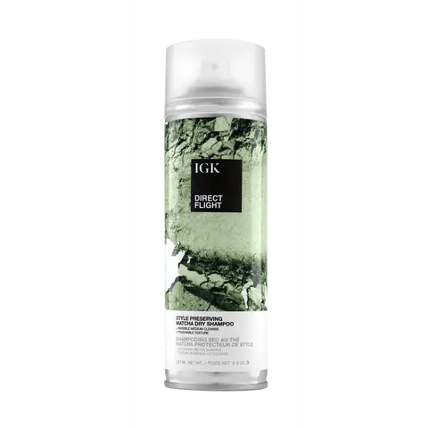 IGK DIRECT FLIGHT Multi-Tasking Matcha Dry Shampoo | Light Cleanse + Style Preserving | Vegan + Cruelty Free | 6.3 Oz