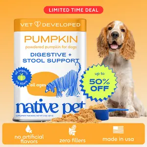 Native Pet Pumpkin Powder for Dogs - Vet Developed Digestive & Stool Support Rich in Fiber Supplement Powder Puppy