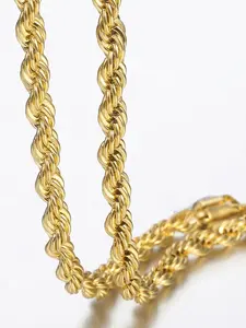 3mm 14K Gold Plated Stainless Steel Twisted Rope Link Chain Anniversary Necklace Jewelry Gifts 16-24 inch