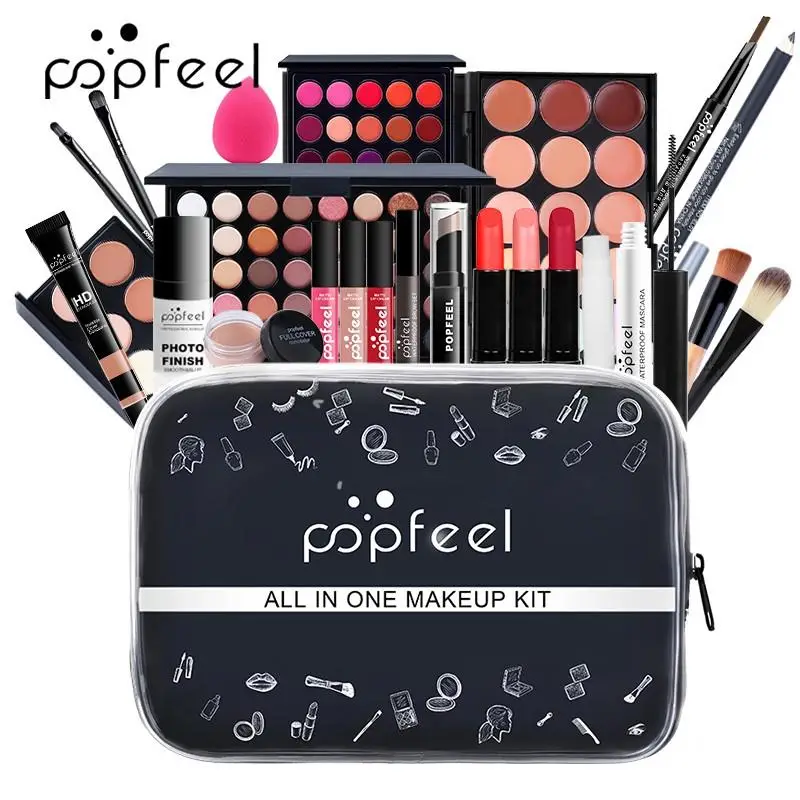 Makeup Set, All-in-one Makeup Kit Including Eyeshadow, Eyeliner, Lipstick, Concealer, Brush, Mascara, Makeup Set for Beginners, Gift, Glam Set, Daily