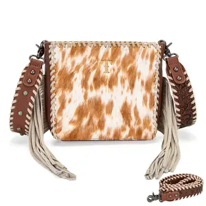 Trinity Ranch Cowhide Fringe Crossbody Bag for Women