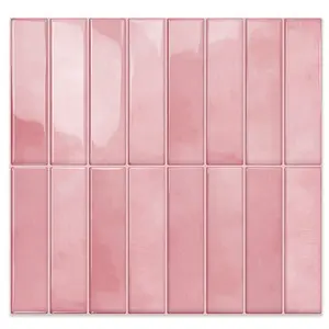DEWOO: Luxurious Pink Self-Adhesive Kitchen Backsplash Tiles—Perfect for Renters! Waterproof, Oil-Resistant, Scratch-Proof, and Durable. Pink DIY Decor.，Self  Adhesive  Backsplash，12" x 12" (10-Pack) summervibes