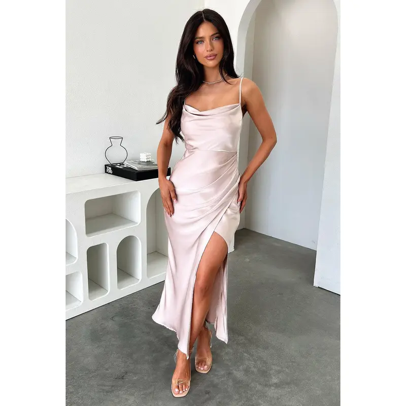 cowl neck satin dress - TikTok Shop