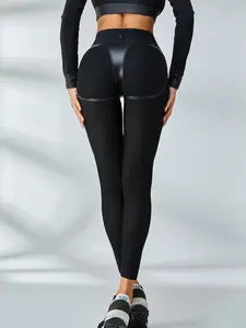 ZASUWA Fly Eye Contrast Color High-rise Hip-lift Leggings Fabric Spandex hip hop dance outfits jeggings leggings