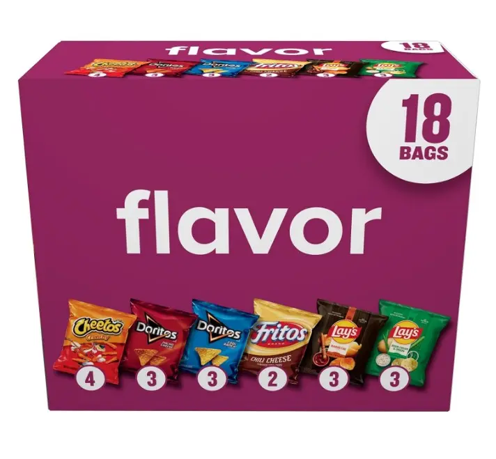 Frito-Lay Snacks Variety Pack, Flavor Mix, Single Serve Snack Bags, (18 Pack), Fritos, Cheetos, Lay's, Doritos, Chips