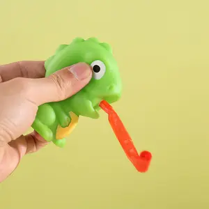 Children Creative Decompression Fidget Toys Pinch Frog Dinosaur Sticking Tongue Out Relieve Stress Toy Christmas Gifts For Kids