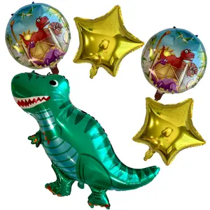 Teal Dinosaur Balloon Set – Jumbo Foil Party Decor (5-Piece Set)