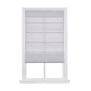 Home Basics Cordless Light Filtering Fabric Classic Roman Shade Light Gray 31-inch W x 64-inch L