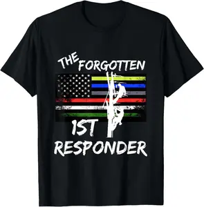[100% Cotton] The Forgotten First Responder: Tribute To Electrical Lineman T-Shirt streetwear dtf printing