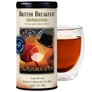 The Republic of Tea British Breakfast Black Tea 2.8 oz Tin, 50 Tea Bags, Gourmet Black Tea | Caffeinated