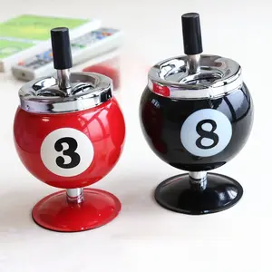 Hot-selling creative billiard metal ashtray, with a lid, anti-ash scattering, office table billiard decorative ashtray