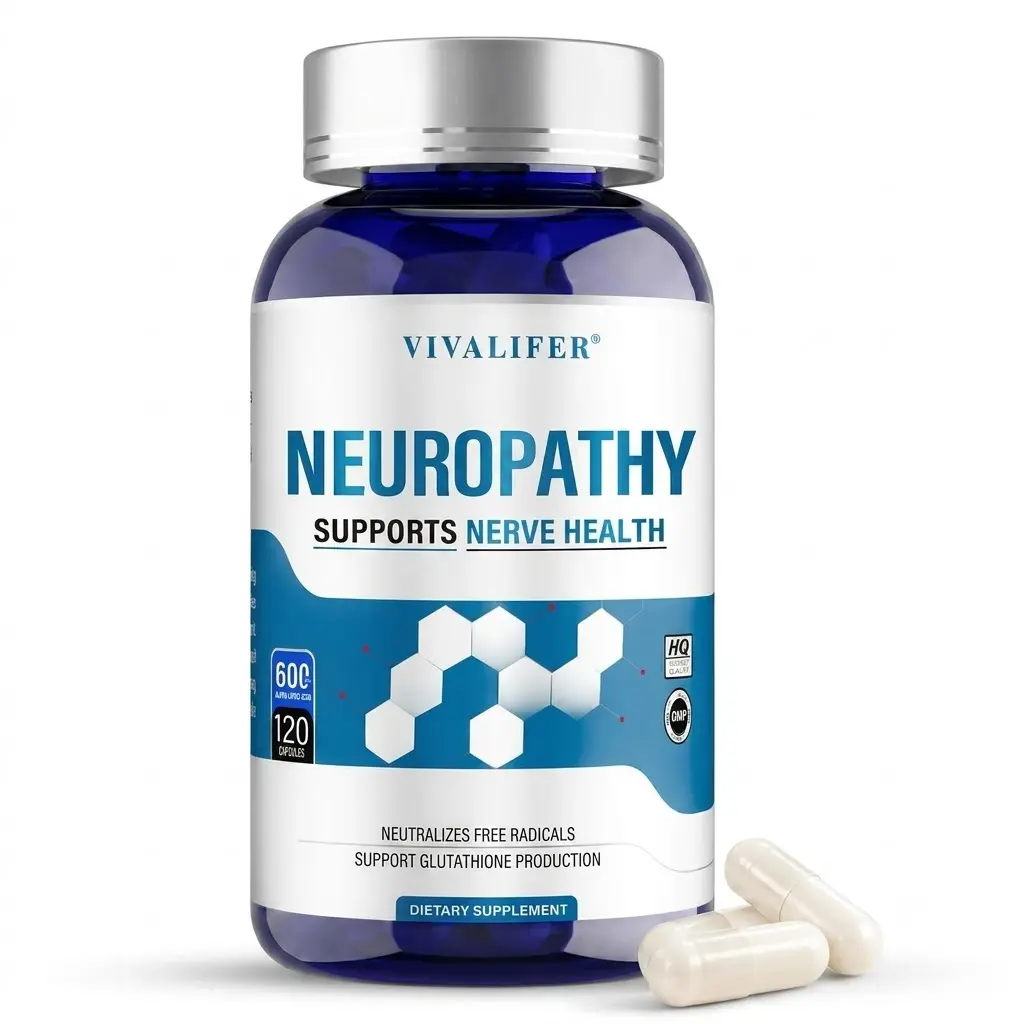 Nerve Support Vitamin Supplement, 600mg Alpha Lipoic Acid & 300mg Benfotiamine, Nerve Savior for Neuropathy Relief in Ft, Hands & Legs Tingling/Discomfort, 120 Capsules, Dietary Wellness Aid, Multi-Ingredient Vitamins Supplements, Energy