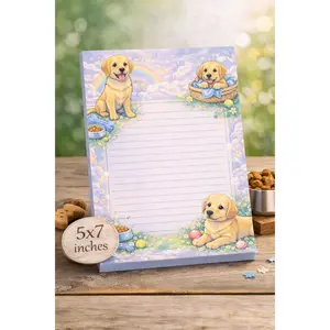 Yellow Lab Notepad – 5x7 Cute Labrador Puppy Lined Stationery (50 Pages)