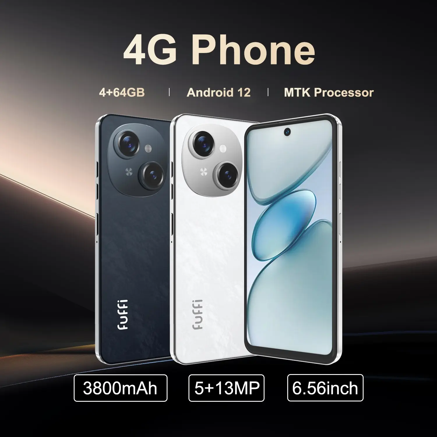 FUFFi-Smartphone, 4+64GB ROM, 6.56-Inch Display, 5+13mp Camera