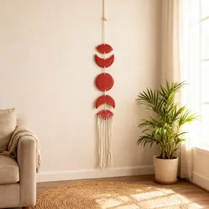 24" Ceramic Moon phases with tassel  Wind Chime