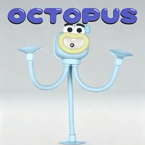 Multifunctional Bendable Octopus LED Night Light, Blue Suction Cup Ambient Lamp, Wall Mount Desktop Decoration, Flexible Octopus Stand Ideal Gift for Children