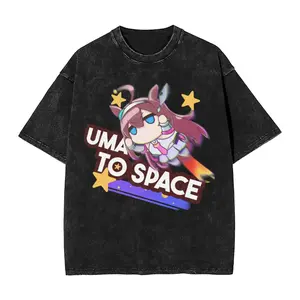 valentine shirts UmaMusu Haru Urara Uma 4Musume T Shirts Hip Hop Washed Oversize T-Shirt  Vintage for Men Women Tops Streetwear Printed Tops Tees