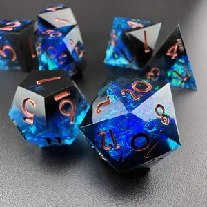 Twilight Chasm – Sharp Edge Resin Polyhedral DnD Dice Set (7pcs) for Dungeons & Dragons, Pathfinder, TTRPG, Tabletop RPGs Ideal Gift for RPG Players