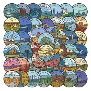 Five Continents Series Sticker, 50pcs/set Waterproof Self Adhesive Decor Paper, Decor Sticker for Gift Greeting Card Water Bottle Laptop Phone Sticker Packs