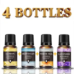 4 pcs (Lemon + Ocean + White Tea + Lavender) Aromatherapy Essential Oils, 10ML Diffuser Oil Set, Relaxing Therapeutic Plant Fragrance for Home Car, Scented Diffuser Oils