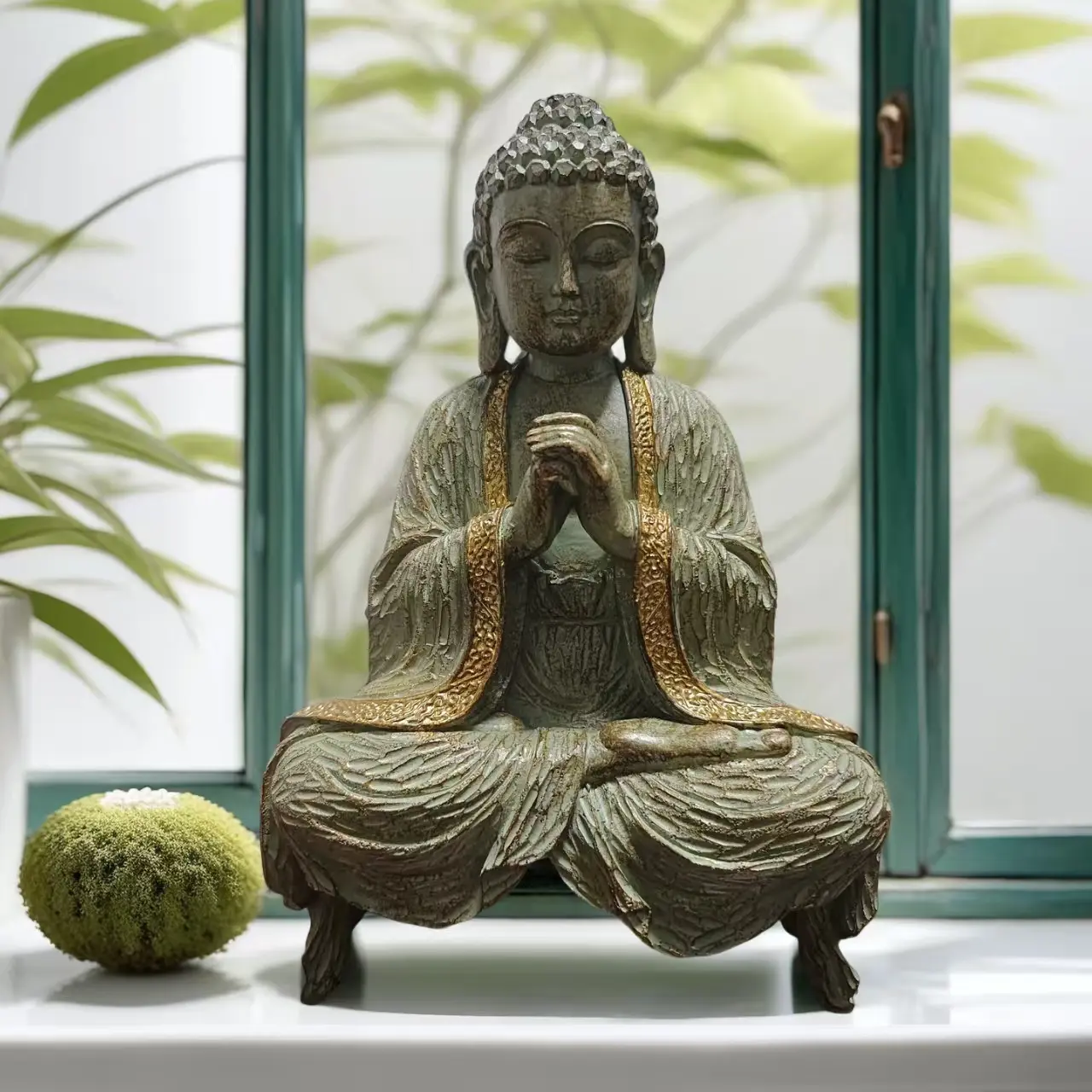 Zen Buddha Decorative Figurine, Living Room Art Accent Piece, Courtyard Outdoor Garden Balcony Decoration, Peaceful Home Ornament, Religious Decorations, Spiritual Decor