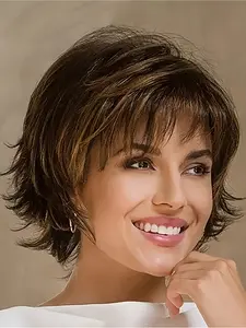 Women's Elegant Synthetic Short Glueless Bob Wig, Heat Resistant Fiber, Comfortable Inner Net, Suitable for All Seasons, Halloween & Christmas Cosplay