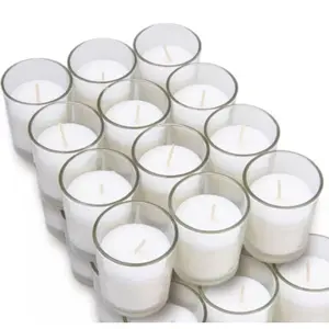 Harmonic Blossom 12-Pack Premium White Unscented Votive Candles in Clear Glass Holders for Indoor and Outdoor Decor - Round Wick Set