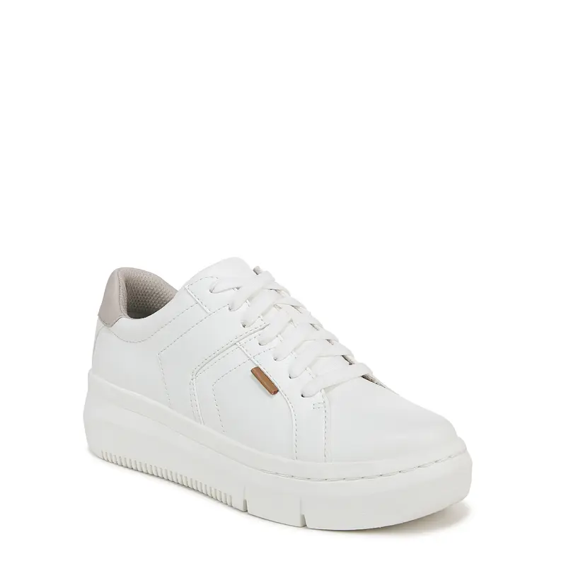 Dr. Scholl's Women's Sadie Closed Leather & Faux Leather Platform Sneaker-Trainer Shoes - Lace-Up Walking Shoes, Lightweight, Flexible Foam Cushioned Arch Support, Antimicrobial Casual Lifestyle Footwear for Women