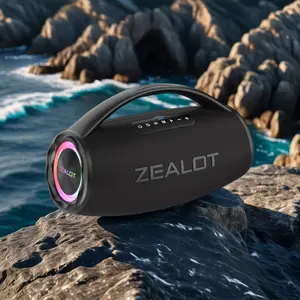 【ZEALOTs 】 portable wireless speaker with 80W, high fidelity sound effects, RGB ambient lighting, IPX6 waterproof, TWS pairing, bidirectional fast charging 16000mAh, supports 10 hours of continuous playback. Ideal choice for family, car, outdoor and party