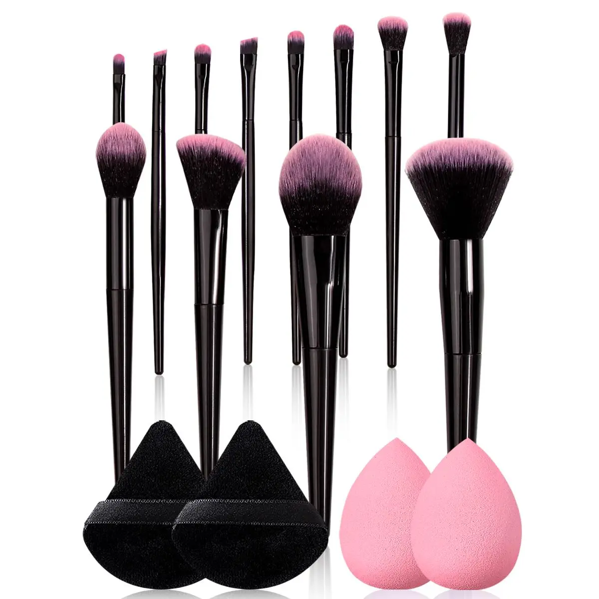 16-Piece Makeup Brush Set, Includes Foundation Concealer Eyeshadow Blush Brushes, Dual-Side Use Soft Non-Frizz Sponge Puff, Beauty Sponges, Perfect for Women, Facial Makeup Tool, Face Makeup Brushes, Cosmetics Makeup Tools