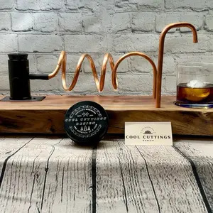 Cool Cuttings Texas Best Cocktail Smoker with Wooden Base & Glass Dome for Unique Drinking Experience Handcrafted in a Texas Woodshop