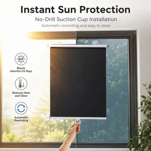 One roll of easy-to-install blackout curtains, providing heat insulation and suitable for kitchens, bathrooms, bedrooms, and car windows. These UV-protective sunshades require no drilling, use suction cups for quick and secure installation, and won't fall