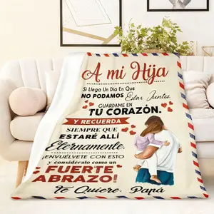 270G Flannel Warm Parent-Child Blanket Father's Love for Daughter Soft Comfortable Throw Blanket Suitable for Bedroom Living Room Sofa Memorial Gift Blanket Autumn Winter Warm Blanket Family Emotional Flannel Blankets