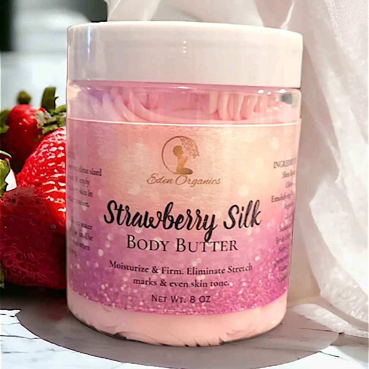"Strawberry Silk" Body Butter | Organic | Hydrating Moisturizer Nourishing Shea Comfort Skin Repair Moisturizing Sensitive