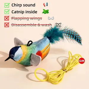 Simulated Bird Cat Toy Interactive Toys Dog Rechargeable Chirping Flapping Bird(No Flying) Catnip Touch Activated Plush Toy Pet NONE