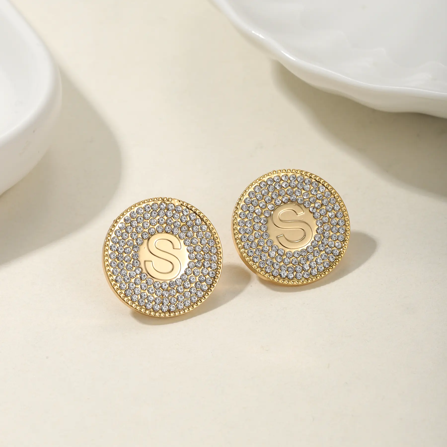 Customized English Letters Personalized Zirconia Stainless Steel Earrings Exquisite Jewelry Christmas Commemorative Gift