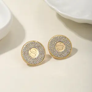 Customized English Letters Personalized Zirconia Stainless Steel Earrings Exquisite Jewelry Christmas Commemorative Gift