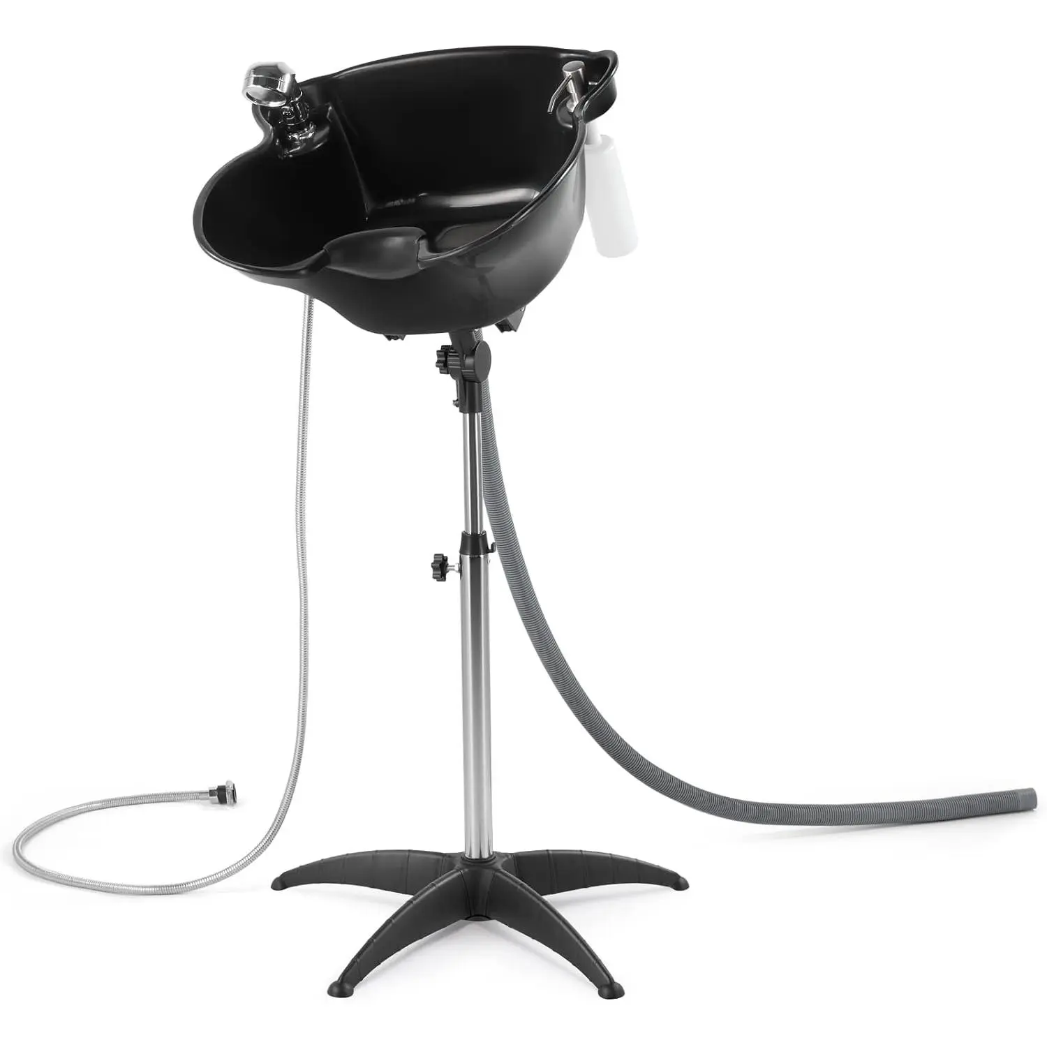 Shampoo Bowl Portable Salon Sink with Adjustable Height and Drain; Sprinkler with Switch Hair Washing Basin Salon Chair Barber Deep Bowl