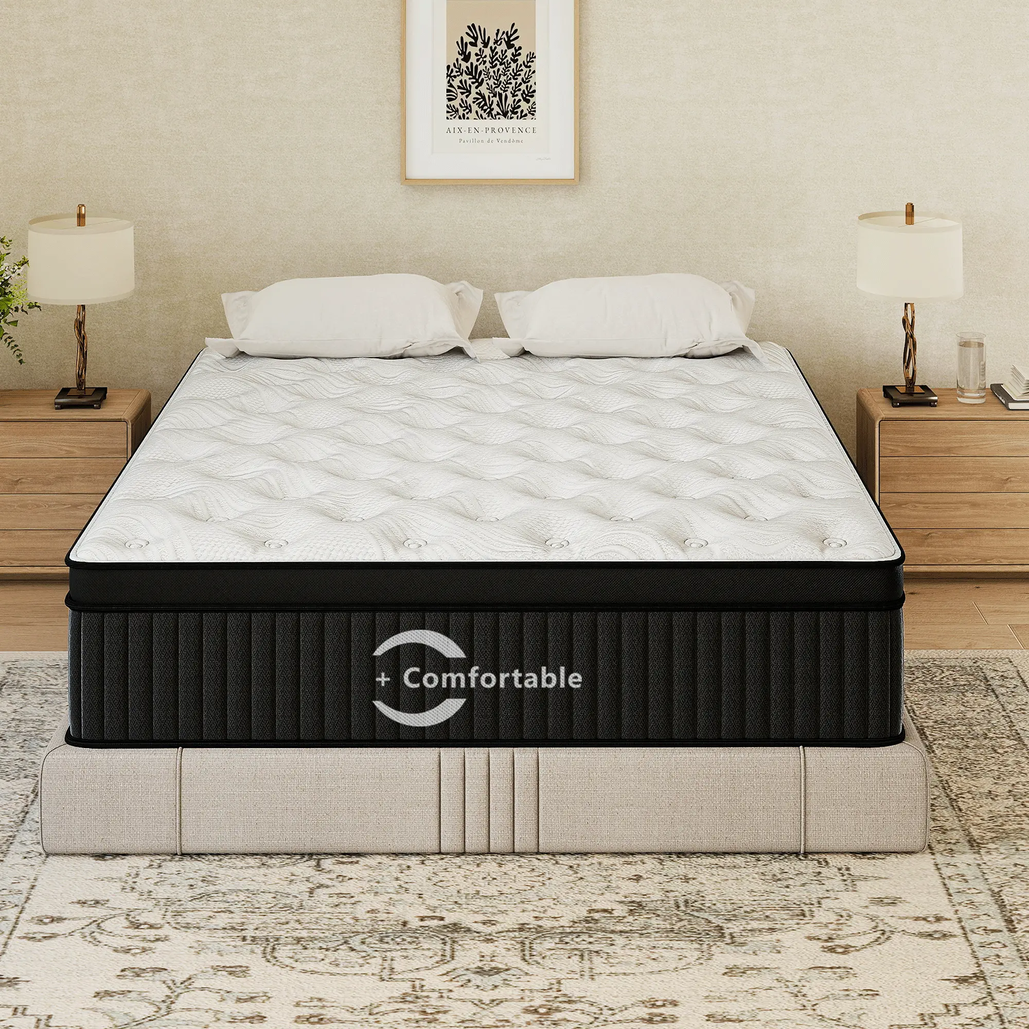 【summergarden】 12/14 Inch Firm Hybrid Queen Size Mattress in a Box, Strong Edge Support, Motion Isolation, with 7-Zones Pocket Springs, Fiberglass-Free, Pressure Relief, CertiPUR-US