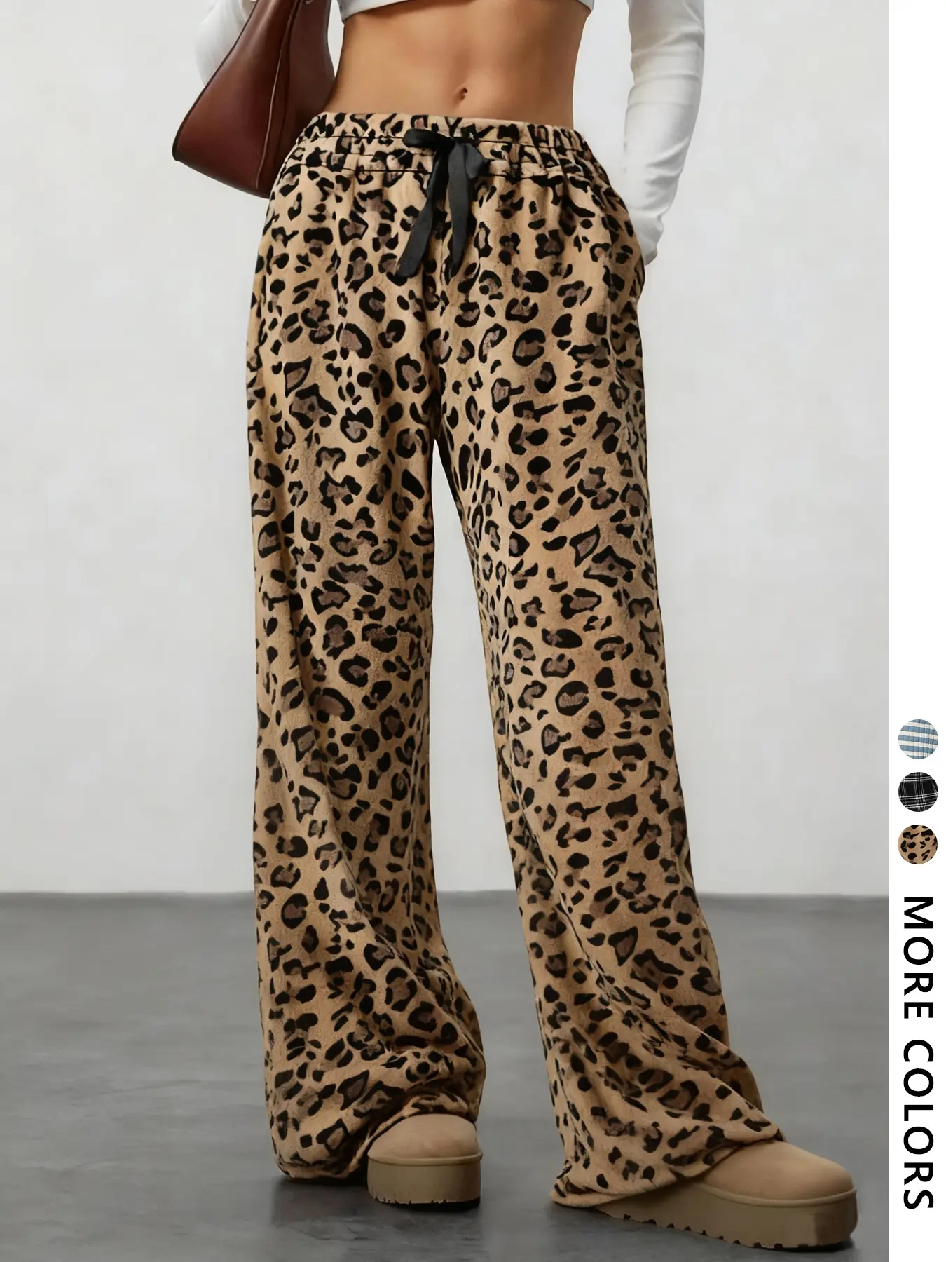 Women's Casual Loose Fit Leopard Print Pants, Fashion Streetwear Joggers, Comfortable Sporty Bottoms for Daily Wear & Outdoor Activities