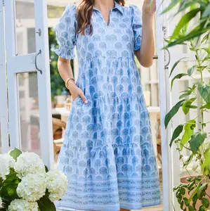 Molly Dress-Flora Blue