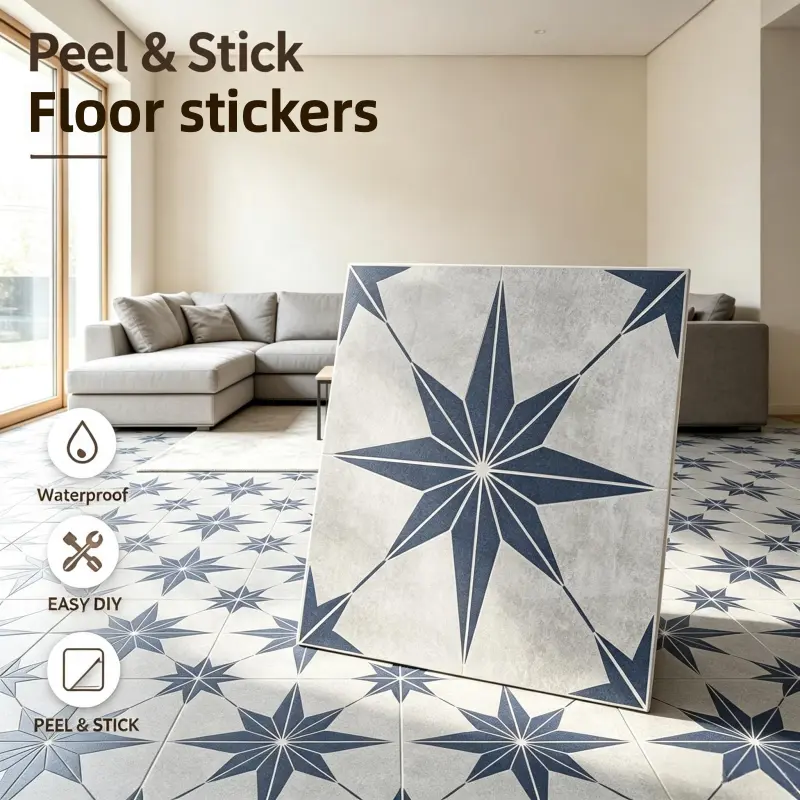 24PCS Peel & Stick Classic PVC Mosaic Floor Tiles - Self-Adhesive, Easy to Install, Waterproof, Durable, Budget-Friendly for Kitchen, Bathroom Renovation