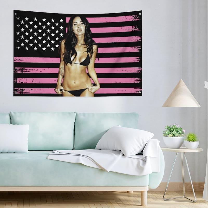 Pink American megan Flag 3x5 Ft,Personalize Flags,for Bedroom,Funny Tapestry Poster For fox Decorate Clubs Tailgates Yard University Dormitories Living Rooms