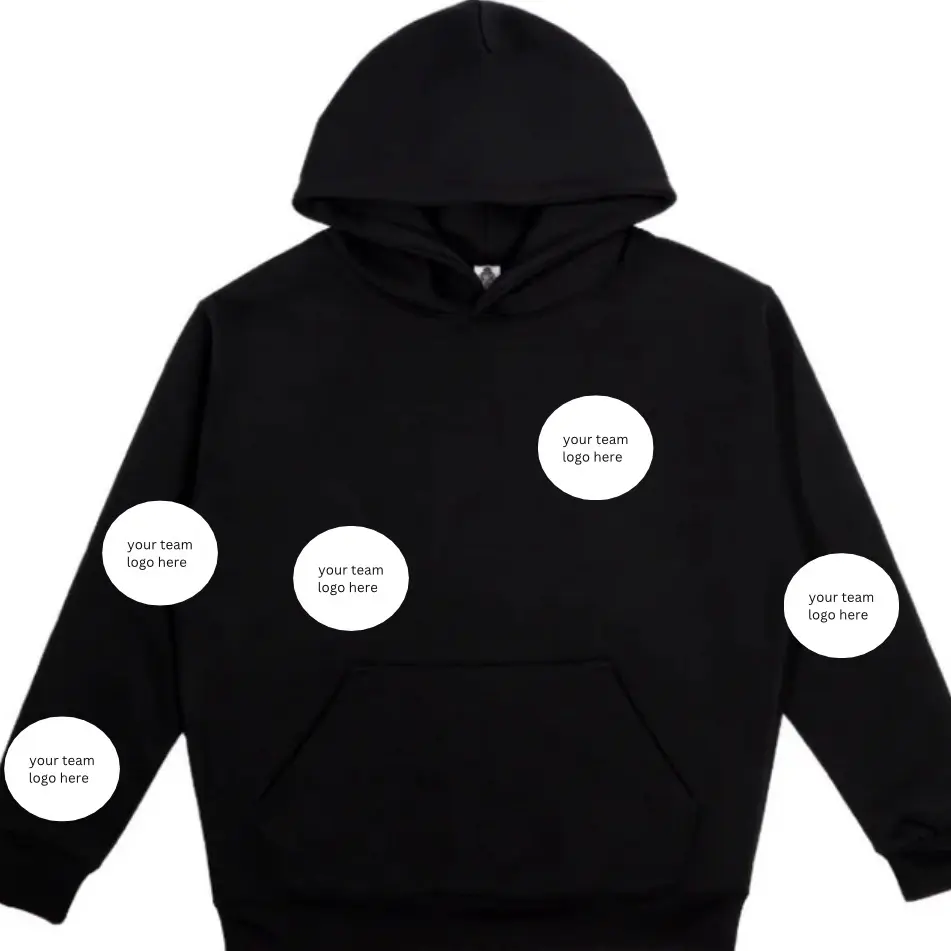 custom embroidered hoodie with your custom logo ( 5 spots with your Team,highschool,college etc