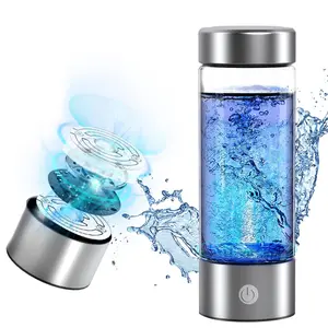 Hydrogen Water Bottle Generator, Upgrade Portable 420ml Hydrogen Water Ionizer，3-Minute Electrolysis, Rechargeable Hydrogen Rich Glass Cup for Home Office Travel & Fitness