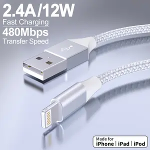 LAIHONEN 2.4A Lightning Cable for iPhone Charger, 3.3ft 12W Lightning to USB-A Charging Cable, Compatible for iPhone 14 13 12 SE 2020 11 Xs Max XR X 8 7 6S 6 Plus 5S, iPad Pro, iPod, AirPods, Silver White