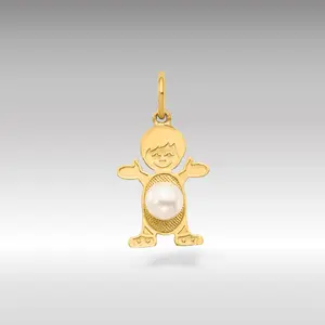 14K Gold Boy June Birthstone Pearl Pendant