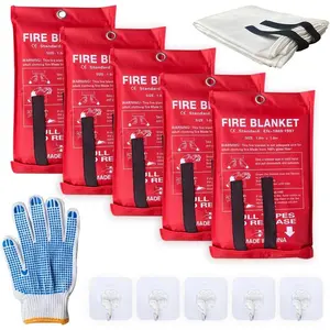 5 Pack 39.9x39.3 Fire Blanket Fire Suppression Blanket | Fiberglass Fire Blankets  for People Flame Retardant Fireproof  Safety Kitchen, Fireplace, , Office, Warehouse