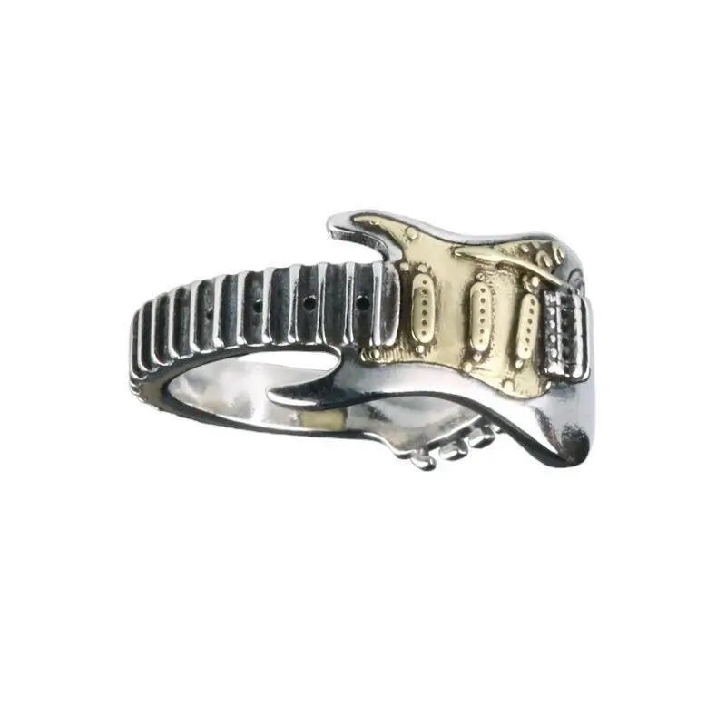 Hip Hop Rock Music Electric Guitar Men'S Rings 2024 Trend Adjustable Finger Rings Party Jewelry Gifts Fashion Accessories